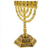 Image of Gold Plated Menorah Hanukkah 7 Branches Gift from Jerusalem Judaica