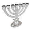 Image of Menorah Silver Plated 7-Branched w/Star of David & Jewish Ornament Gift