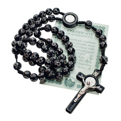 Black Rosary Beads Decorated with Cross Decor with Order of Saint Benedict 20