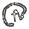 Image of Black Rosary Beads Decorated with Cross Decor with Order of Saint Benedict 20"
