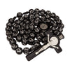 Image of Black Rosary Beads Decorated with Cross Decor with Order of Saint Benedict 20"