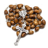 Image of Oval Rosary Beads from Olive Wood with Christian & Jerusalem Cross 20,7"
