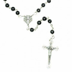 Hematite Rosary Beads Prayer Knot with Crucifix and Holy Soil from Jerusalem 18,5