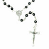 Image of Hematite Rosary Beads Prayer Knot with Crucifix and Holy Soil from Jerusalem 18,5"