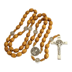 Oval Rosary Prayer Beads Christian Order of St. Benedict Crucifix Necklace 19