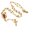 Image of Pendant Rosary Beads Decorated Gold-plated Crucifixion Jerusalem Holy Land 12"