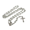 Image of Catholic White Pearl Rosary Beads Prayer Necklace Crucifix Holy Land 21,5"