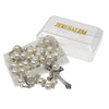 Image of Catholic White Pearl Rosary Beads Prayer Necklace Crucifix Holy Land 21,5"