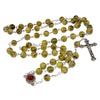 Image of Catholic Faux Green Stone Rosary Beads Crucifix & Holy Soil Jerusalem 22,5"