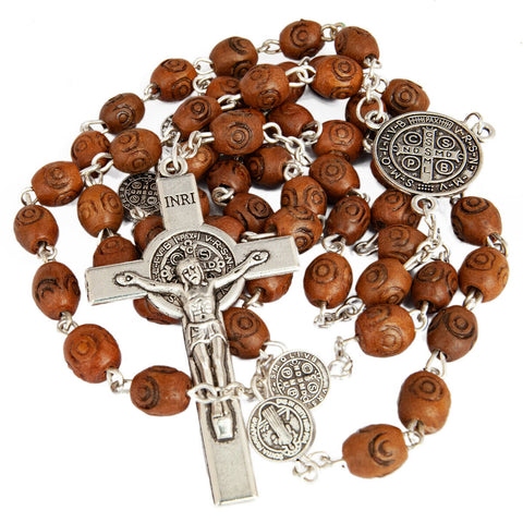 Rosary Prayer Beads Christian Order of St. Benedict Crucifix Necklace 21"