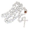 Image of White Rosary Beads with Cross Decor and Holy Soil from Jerusalem 21,5"