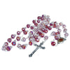 Image of Rosary Beads Silver Rainbow Red Crystal w/Сrucifix & Holy Soil Jerusalem 23,5"