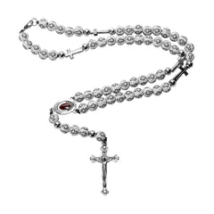 Catholic White Rosary Pendant Beads with Cross Decor and Holy Soil Jerusalem 14