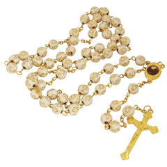 Beige Rosary Beads with Cross Gold Plated and Holy Soil from Jerusalem 22