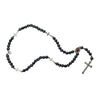 Image of Black Catholic Rosary Pendant Beads with Cross Decor and Holy Soil Jerusalem 14"