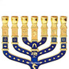 Image of Gold-Blue Enamel Jewish Hanukkah Menorah for 7 Candle from Jerusalem 4.5"/11.5cm