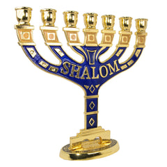 Menorah Seven-branched Candle Holder Jerusalem Blue Enamel Israel Judaica 6