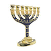 Image of Menorah Seven-branched Candle Holder Jerusalem Blue Enamel Israel Judaica