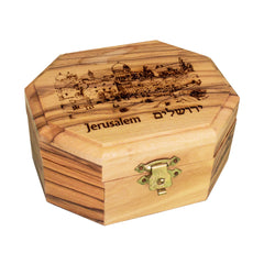 Olive Wood Jewelry Rosary Carved Box Hand Made Bethlehem Gift