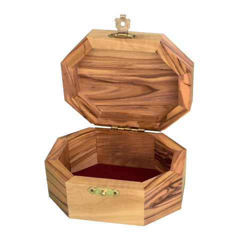Olive Wood Jewelry Rosary Carved Box Hand Made Bethlehem Gift