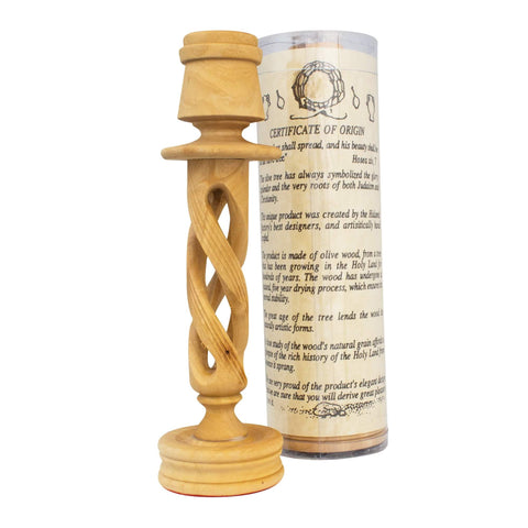 Bethlehem Candle Holder Hand Made Olive Wood Holy Land Souvenir 8,6"