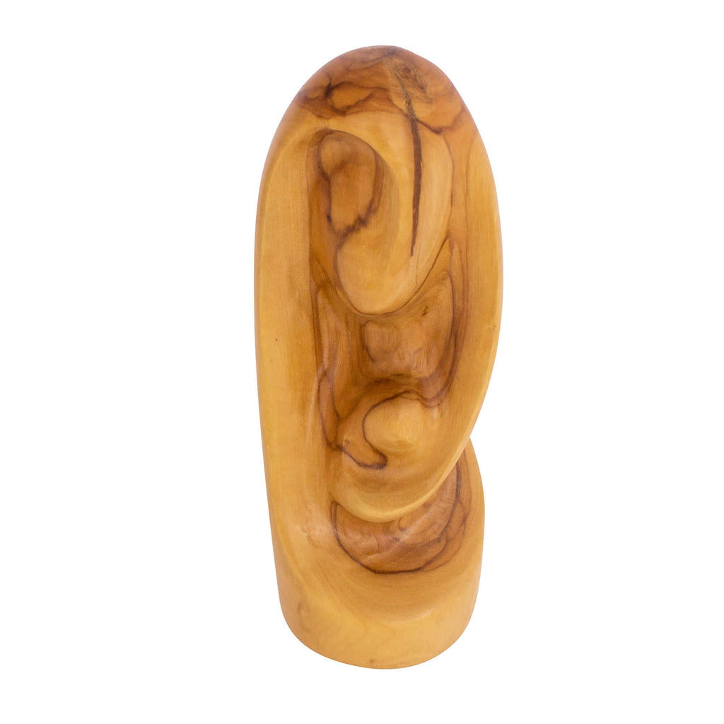 Carved Figurine Statue Virgin Mary w/Baby Jesus Olive Wood Hand Made Abstract 6"
