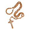 Image of Wooden Rosary Beads Decorated w/Cross Decor with Order of Saint Benedict 20,5"