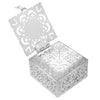Image of Vintage silver plated Filigree Rosary Box Virgin Mary + Rosary free 21.5"