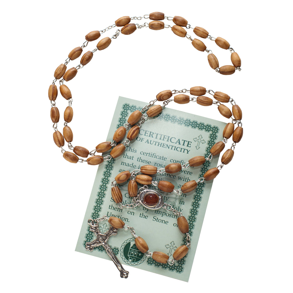 Olive wood Handmade Rosary beads Prayer Knot with Holy Soil from Jerusalem 23"