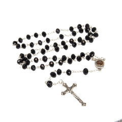 Rosary Beads with INRI Black Crystal Beaded from Jerusalem the Holy Land 20,4