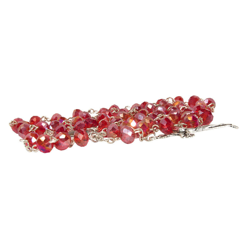 Rosary Beads with INRI Red Crystal Beaded from Jerusalem the Holy Land 20"