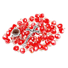Rosary Beads with INRI Red Crystal Beaded from Jerusalem the Holy Land 20"