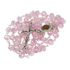 Image of Pink Crystal Rosary Beads Crucifix Necklace w/ Holy Soil from Jerusalem 20"
