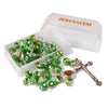 Image of Rosary Prayer Beads INRI Green Crystal Beaded w/Holy Soil Jerusalem Necklace 22"