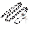 Image of Rosary Prayer Beads INRI Black Crystal Beaded Crucifix Necklace Jerusalem 19"