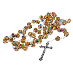 Rosary Beads Light Multicolored Crystals w/Сrucifix & Holy Soil Jerusalem 23,5