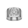Image of Guarding and Protection Seal Ring Pentacle King Solomon Silver 925 (6-13 sizes)