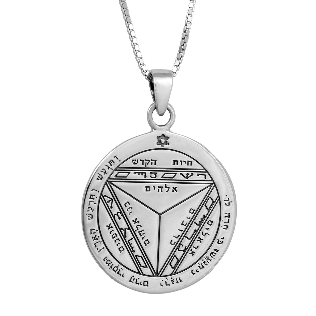 Pendant Amulet of Foresight The Seventh Pentacle of Saturn King Solomon Seal, Silver 925