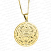 Image of Protect God Pendant Kabbalah Amulet Names of 12 angels & Star of David Sterling Silver Ø1"