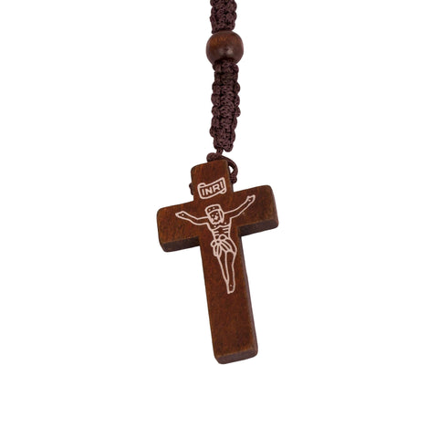 Classic Wooden Rosary Beads Prayer Cross Christianity from Holy Land 20"