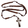 Image of Classic Wooden Rosary Beads Prayer Cross Christianity from Holy Land 20"
