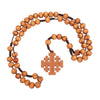Image of Rosary Beads w/ Wooden Jerusalem Cross from Holy Land 16"