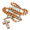 Image of Catholic Rosary Beads w/ Wooden Crucifix Cross and Metal Order of Saint Benedict 22"