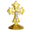 Image of Metal Altar Standing Wall Crucifix Cross INRI Jesus Christ Gold Plated 3.4''