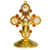 Image of Metal Altar Standing Wall Crucifix Cross ICXC Jesus Christ Gold Plated 3.4''