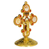 Image of Metal Altar Standing Wall Crucifix Cross ICXC Jesus Christ Gold Plated 3.4''