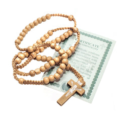 Catholic natural Wooden Prayer Beads Light beige Rosary with Crucifix from Jerusalem 20