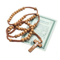 Catholic natural Wooden Prayer Beads Beige Rosary with Crucifix from Jerusalem 20