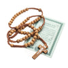 Image of Catholic natural Wooden Prayer Beads Beige Rosary with Crucifix from Jerusalem 20"