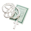 Image of Catholic natural Wooden Prayer Beads White Rosary with Crucifix from Jerusalem 20"